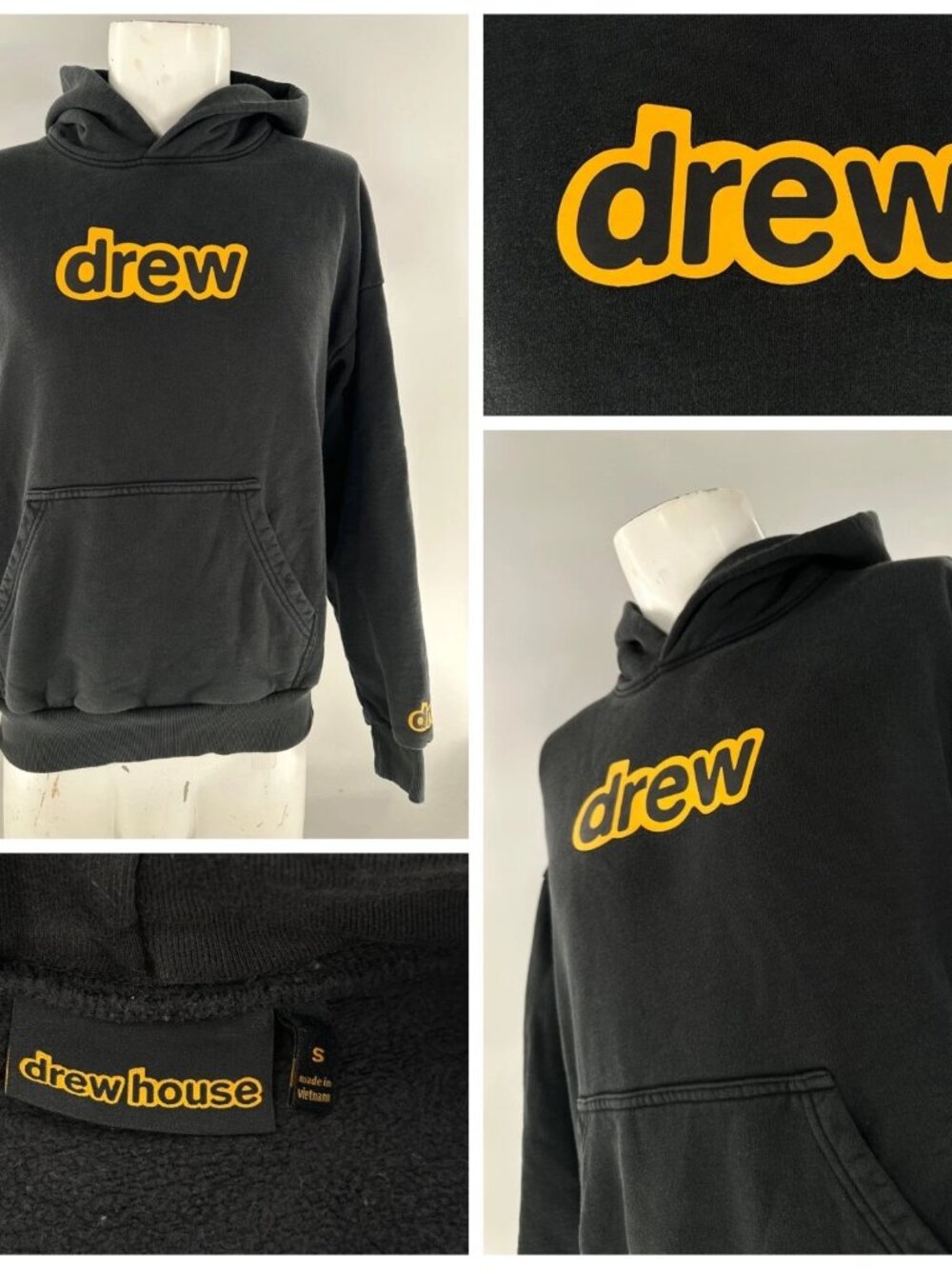 Drew House Secret Hoodie S Men Black 100% Cotton Made In Vietnam YGI G4-31